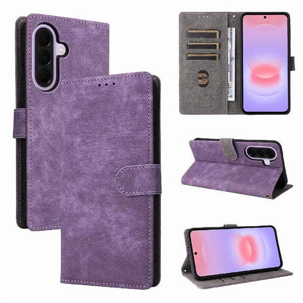 Funda Billetera para Samsung Galaxy A37 5G con Soporte - Cartera de Cuero con Ranuras Morado