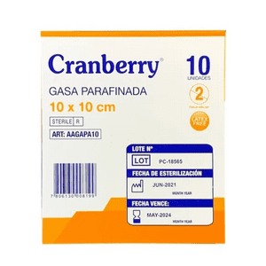 Cranberry - Gasa Parafinada 10X10 Cm Caja De 10 Unidades