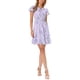 thumbnail image 2 of INSPIRE CHIC Vestido de Chifón Floral con Mangas Volantes, Lazo en el Cuello en V, por Encima de la Rodilla, Línea A con Volantes para Mujer, Talla S, Color Púrpura Claro, 2 of 6