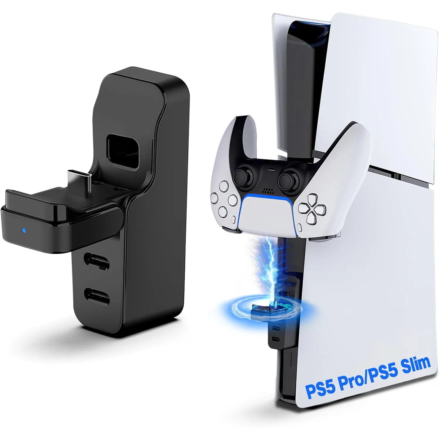 Genérico - Hub Usb-c Para Cargador De Mando Ps5 Con Diseño Plegable De 2 Puertos, Ahorra Espacio, Compatible Con Ps5 Slim/ps5 Pro.-negro