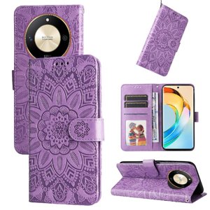 Funda Tipo Cartera Foxdock Para Honor X50 , Diseño Girasol En Relieve, Cuero Pu, Cierre Magnético, Soporte Y Tarjetero