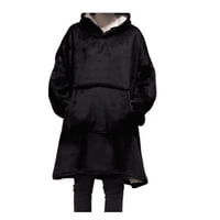 Genérico - Poleron Felpa Con Capucha Manta Polar Bata Frazada Negro