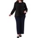 thumbnail image 2 of Agnes Orinda Conjuntos de Halloween Blusas de Talla Grande para Mujer con Pliegues, Manga Larga, Cuello Redondo, Puños Elásticos, Blusa Elegante de Oficina 4X Negro, 2 of 6