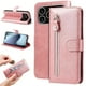 thumbnail image 2 of Funda con Cremallera para iPhone 17 Pro, Carcasa Cartera de Cuero PU con Soporte y Tarjetero, 2 of 5