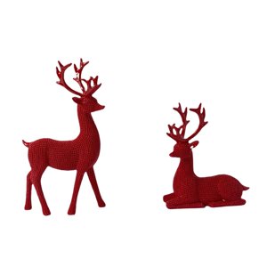Magideal - Juego De 2 Estatuas De Ciervos Y Renos Para Decoración De Estanterías, Esculturas Decorativas De Resina Artesanales Para Estanterías, Regalo De Boda Rojo