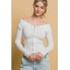 thumbnail image 3 of Top De Manga Larga Elástico De Viscosa Con Cuello Bardot Y Cremallera Acanalado Gris (para Mujer), 3 of 5
