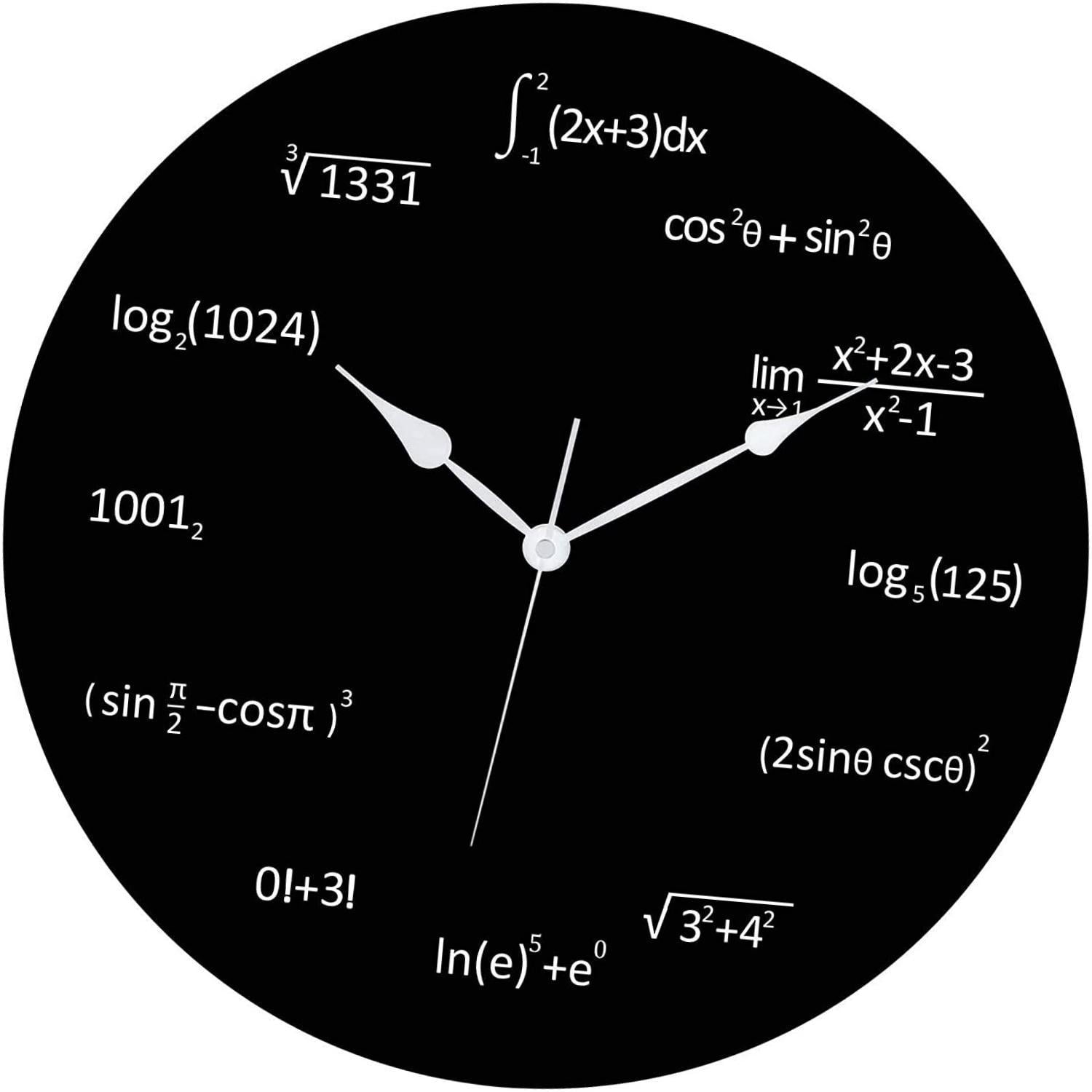 Magideal - Reloj De Pared Con Ecuaciones Matemáticas, Reloj Redondo, Relojes De Tiempo, Reloj De Tablero Negro Matemático, Silencioso, Sin Tictac, Para El Baño Y
