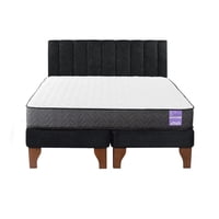 5º Sueño - Cama Europea King + Respaldo Tubular Madera Negro
