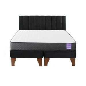 5º Sueño - Cama Europea King + Respaldo Tubular Madera Negro