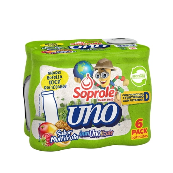 Probiótico UNO Multifruta Pack 6 Botellas, 80 ml c/u