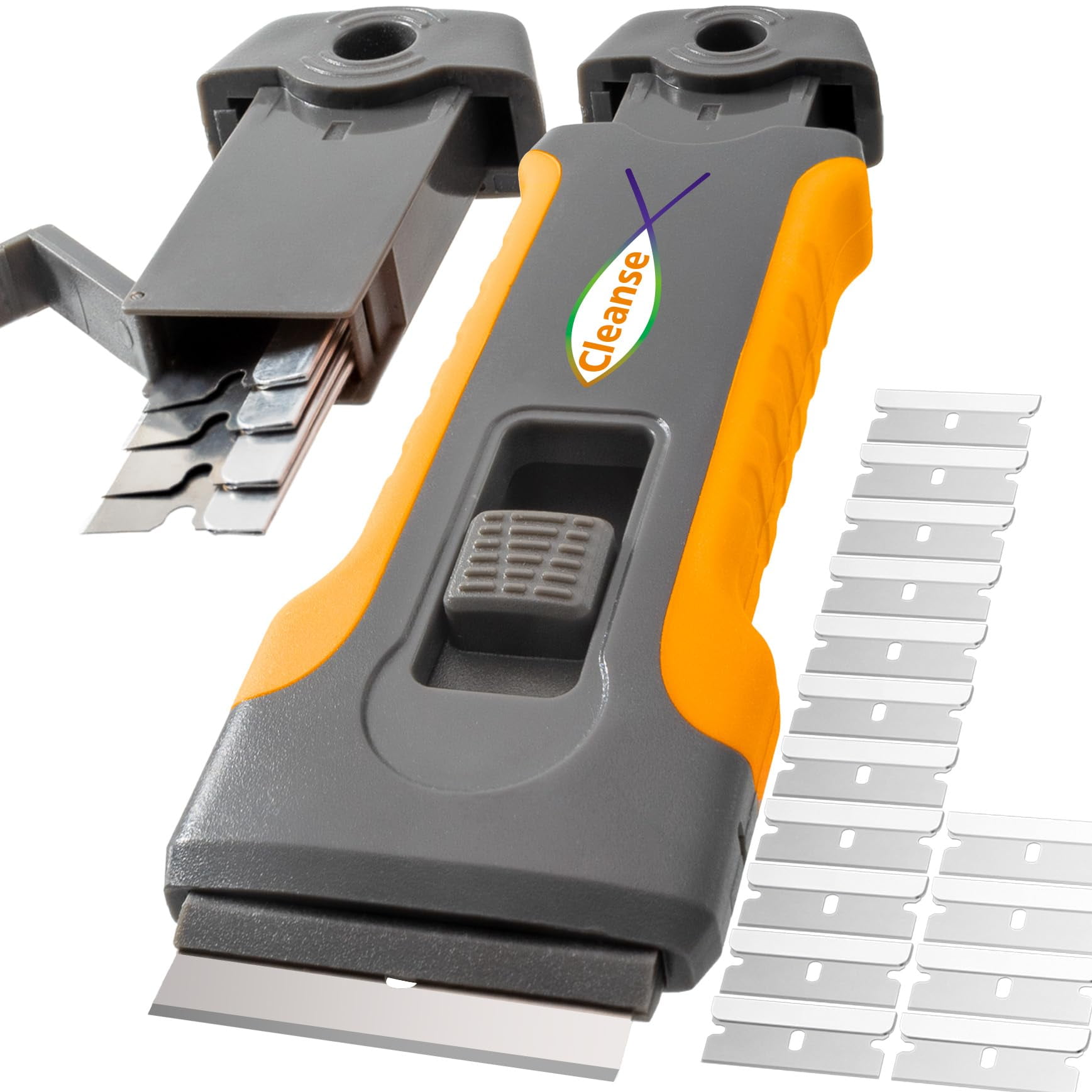 Cleanse - Espátula Limpiadora Razor Blade Con 15 Cuchillas Adicionales (gris)