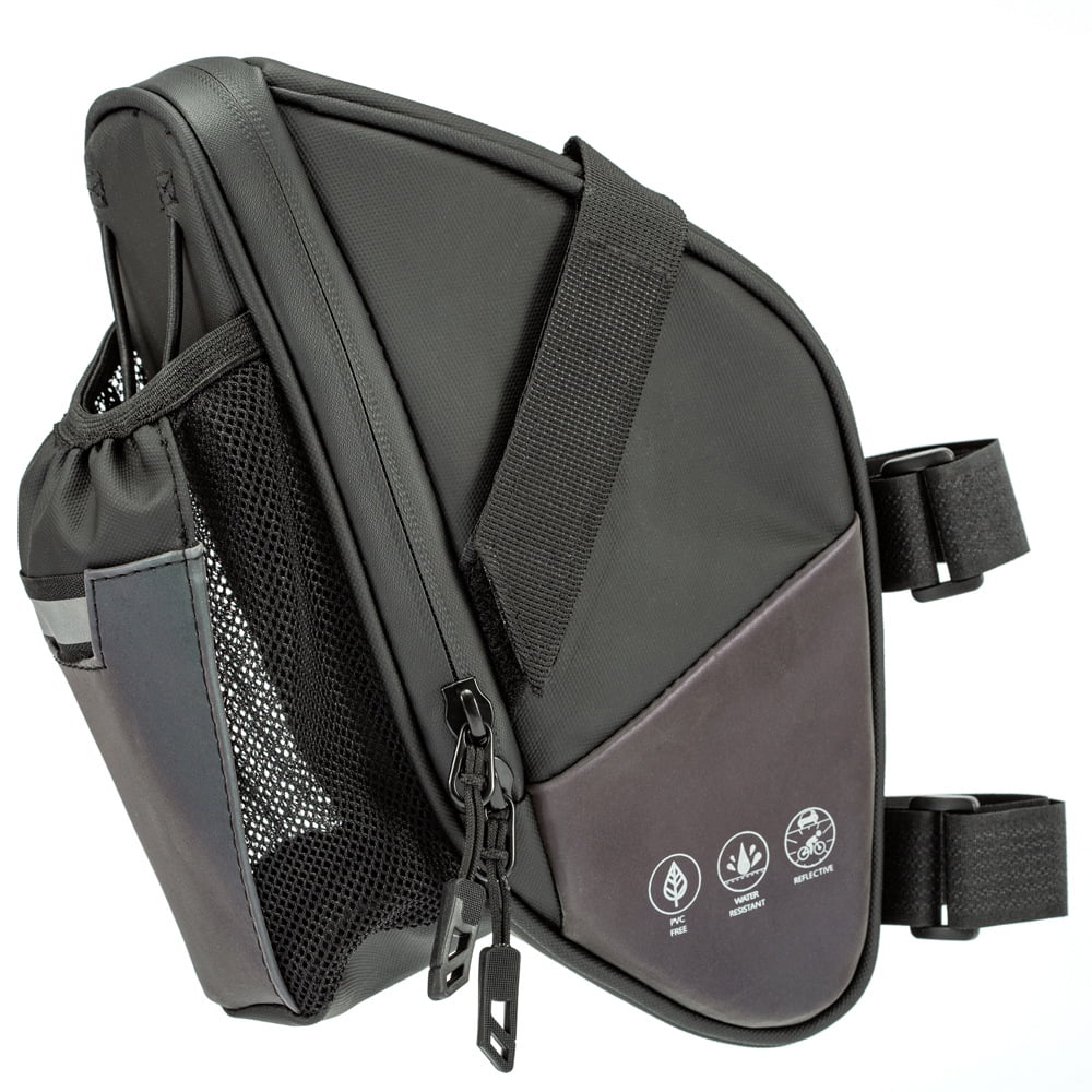 Xusx111 - Bolsa De Asiento De Bicicleta, Bolsa De Sillín De Bicicleta Bajo El Asiento Del Asiento De Ciclismo Con Soporte De Botella De Agua Para Bicicletas De Carretera De Montaña Negro