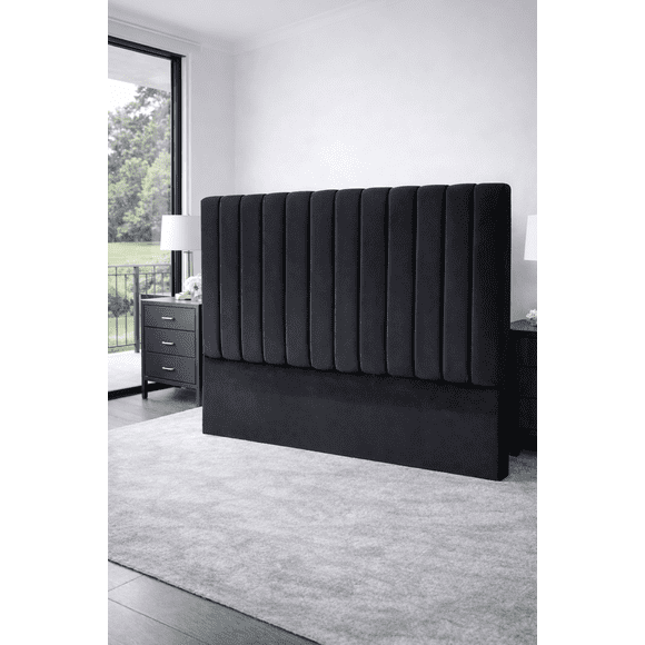 Respaldo Cama 2 Plaza Elegante Moderno En Felpa Premium Color Negro