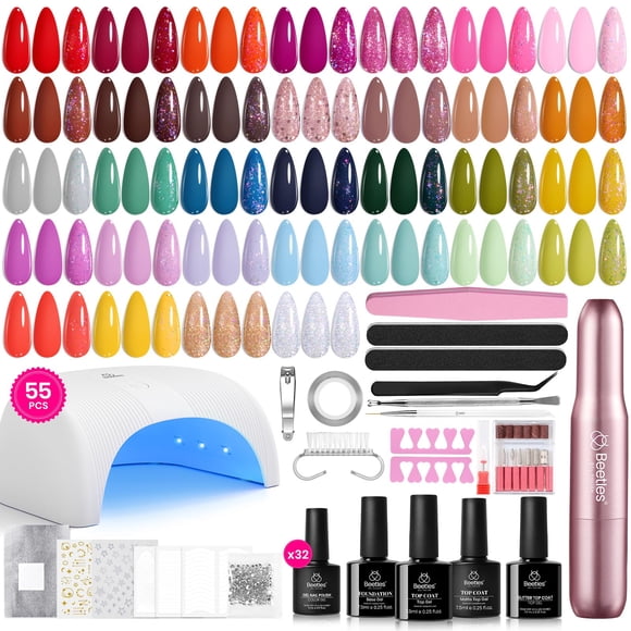 Kit de esmalte en gel Beetles de 55 piezas con lámpara UV y torno eléctrico