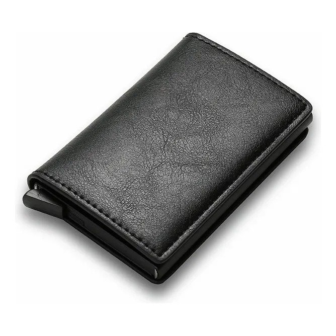 Genérica - Billetera Porta Tarjetas Con Proteccion Anti Robo Rfid Pu Negro
