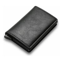 Genérica - Billetera Porta Tarjetas Con Proteccion Anti Robo Rfid Pu Negro