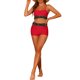 thumbnail image 2 of Conjuntos de Bikini de Mujer de Color Contrastante 2 Piezas Traje de Baño de Cintura Alta con Cuello Redondo Pequeño Rojo, 2 of 5