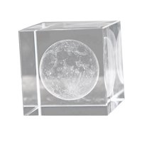 Magideal - Cubo De Cristal 3D Pisapapeles Recuerdos Grabados Adornos Artesanía Cubo Señal Meteorológica Para Cumpleaños Regalo De Navidad Boda Decoración Luna