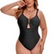 thumbnail image 1 of Agnes Orinda Traje de Baño de Una Pieza para Mujer Tallas Grandes Control de Abdomen con Aro en V y Corte Push Up para Fiesta en la Playa 2X Negro, 1 of 9