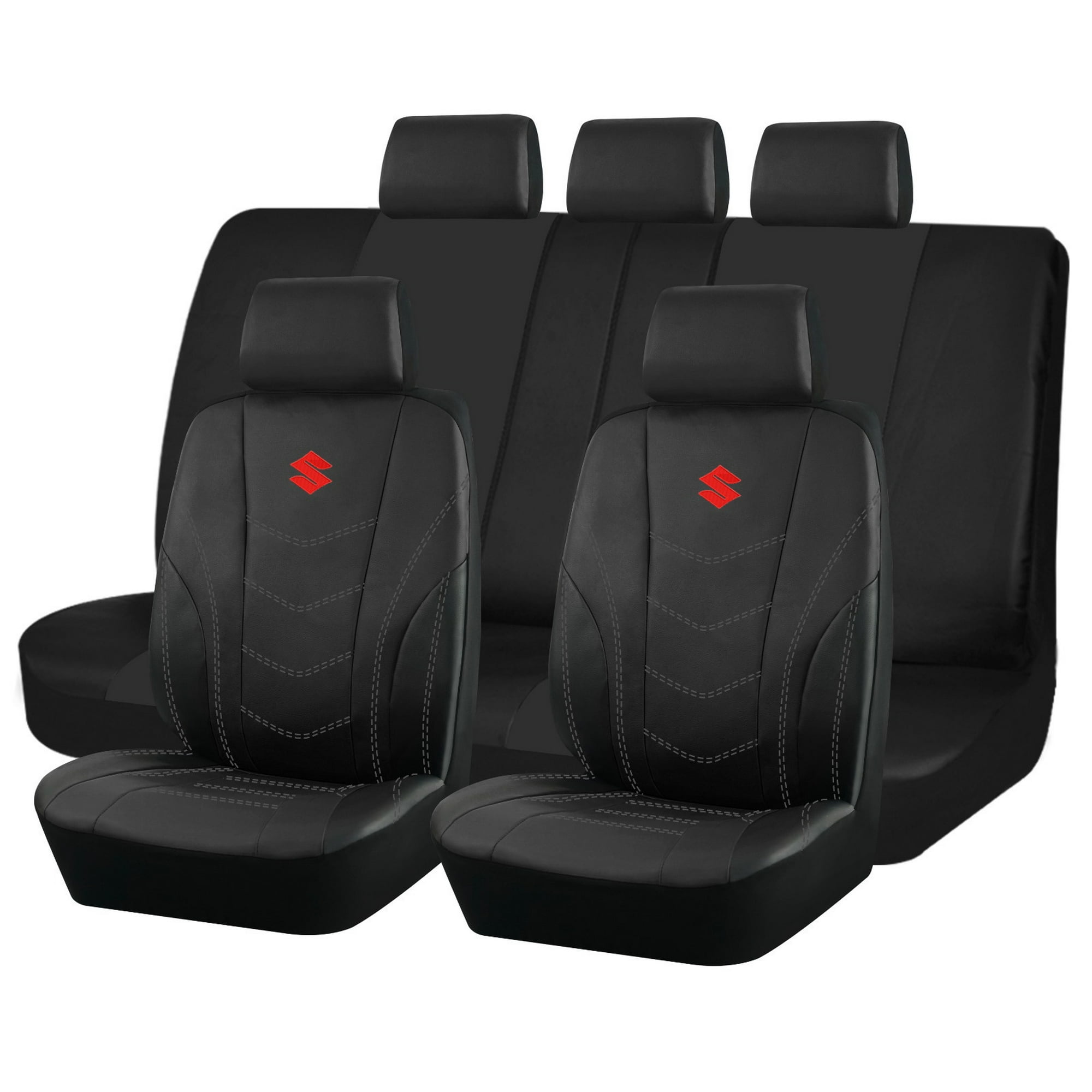 Jj Group - Fundas Asiento Suzuki Eco Cuero Negro – 9 Piezas Bordadas