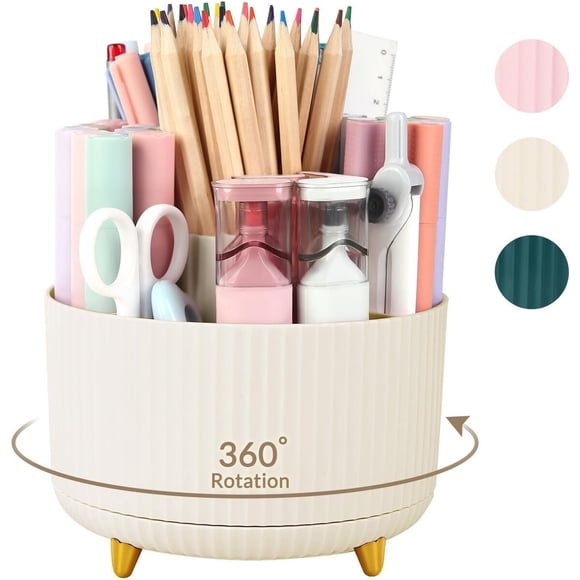 Organizador de Escritorio SKYDUE de Plástico 5 Compartimentos Rotativo 360°