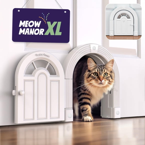 Puerta para Gatos Purrfect Portal Meow Manor XL Grande Blanca