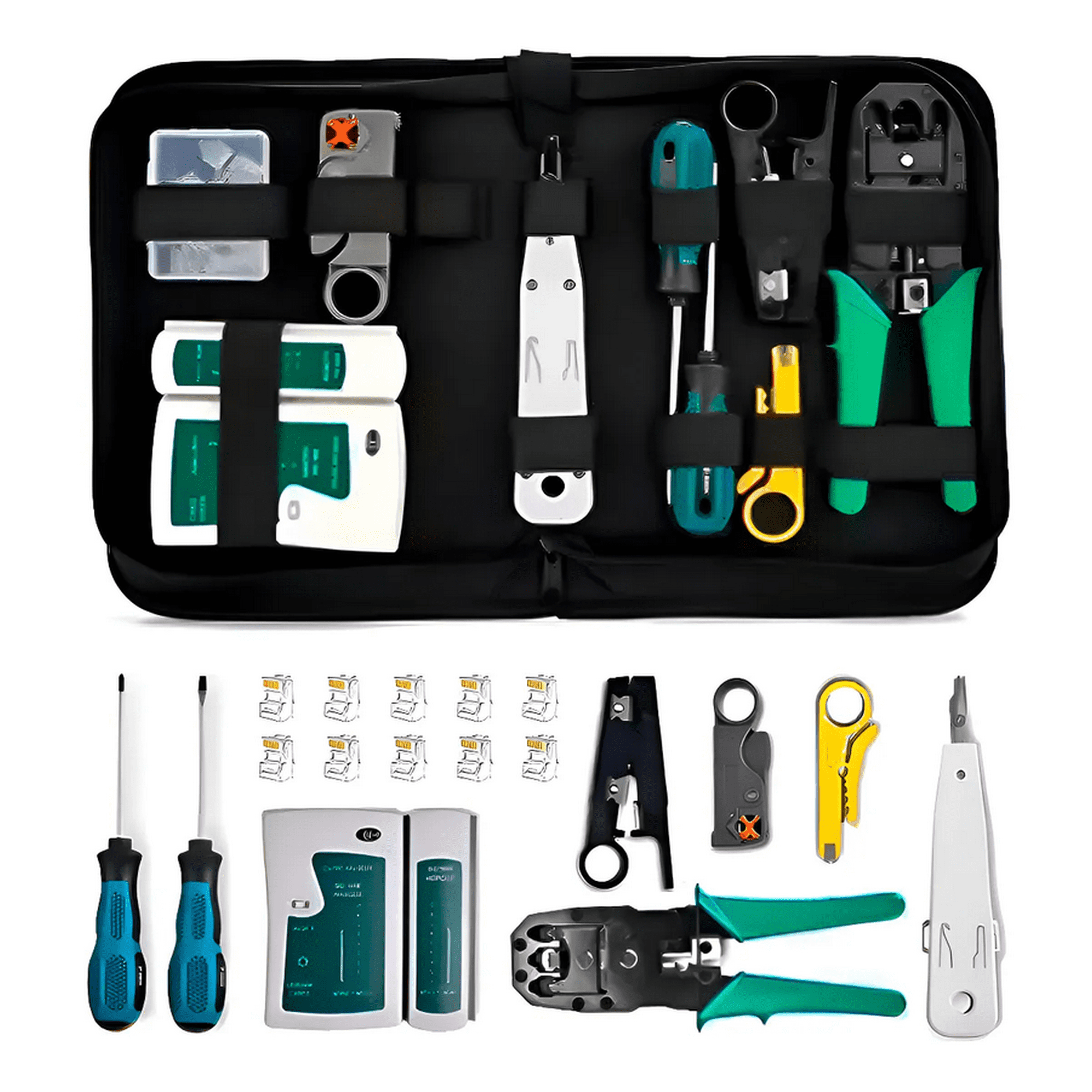 Genérico - Kit Herramientas Cableado Tester Rj45 Utp Lan Crimpeadora Color Negro