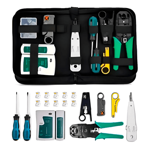 Genérico - Kit Herramientas Cableado Tester Rj45 Utp Lan Crimpeadora Color Negro