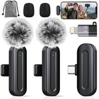 Pqrqp - Mini Micrófono Inalámbrico Lavalier, Paquete De 2 Unidades, Para Iphone/Android