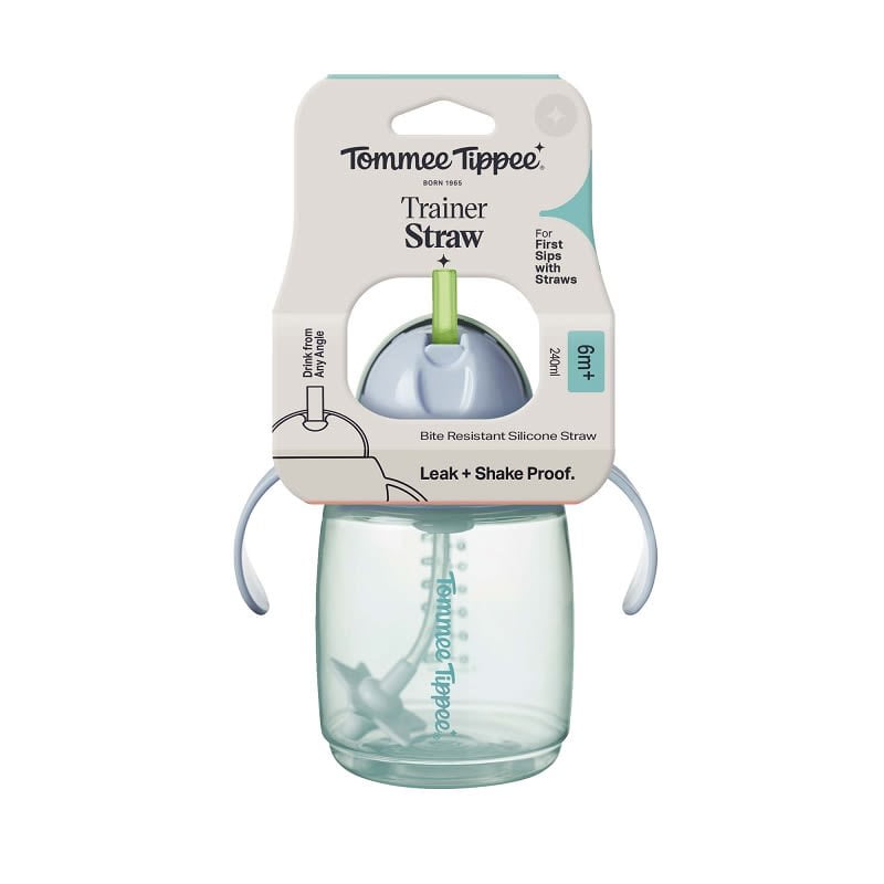 Tommee Tippee - Vaso Con Bombilla De Silicona 240ml Trainer Straw 6 Meses+