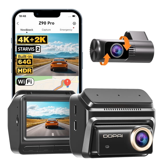 Dash Cam DDPAI Z90 Pro 4K en la parte delantera y 2K en la parte trasera con GPS de 64 GB