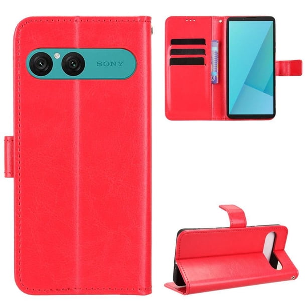 Funda tipo libro para Sony Xperia 10 VII, cartera todo‑en‑uno, funda multifuncional con tarjetero y correa de muñeca desmontable