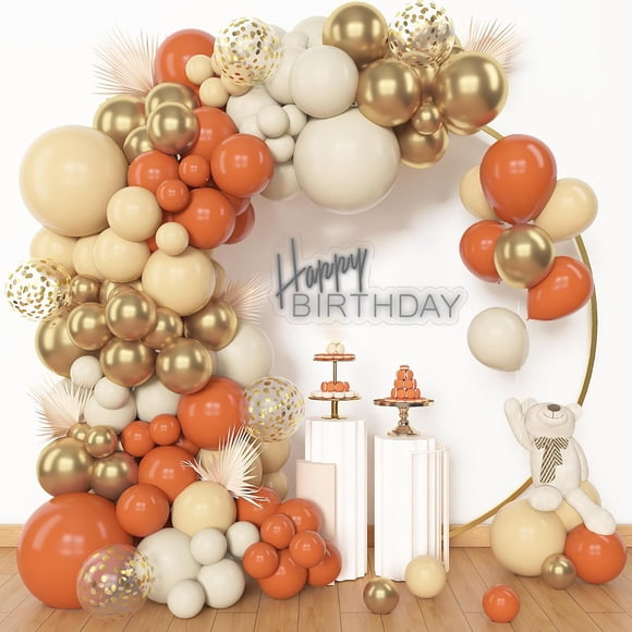 Kit de arco de globos Archloon naranja de 156 piezas con blanco y dorado
