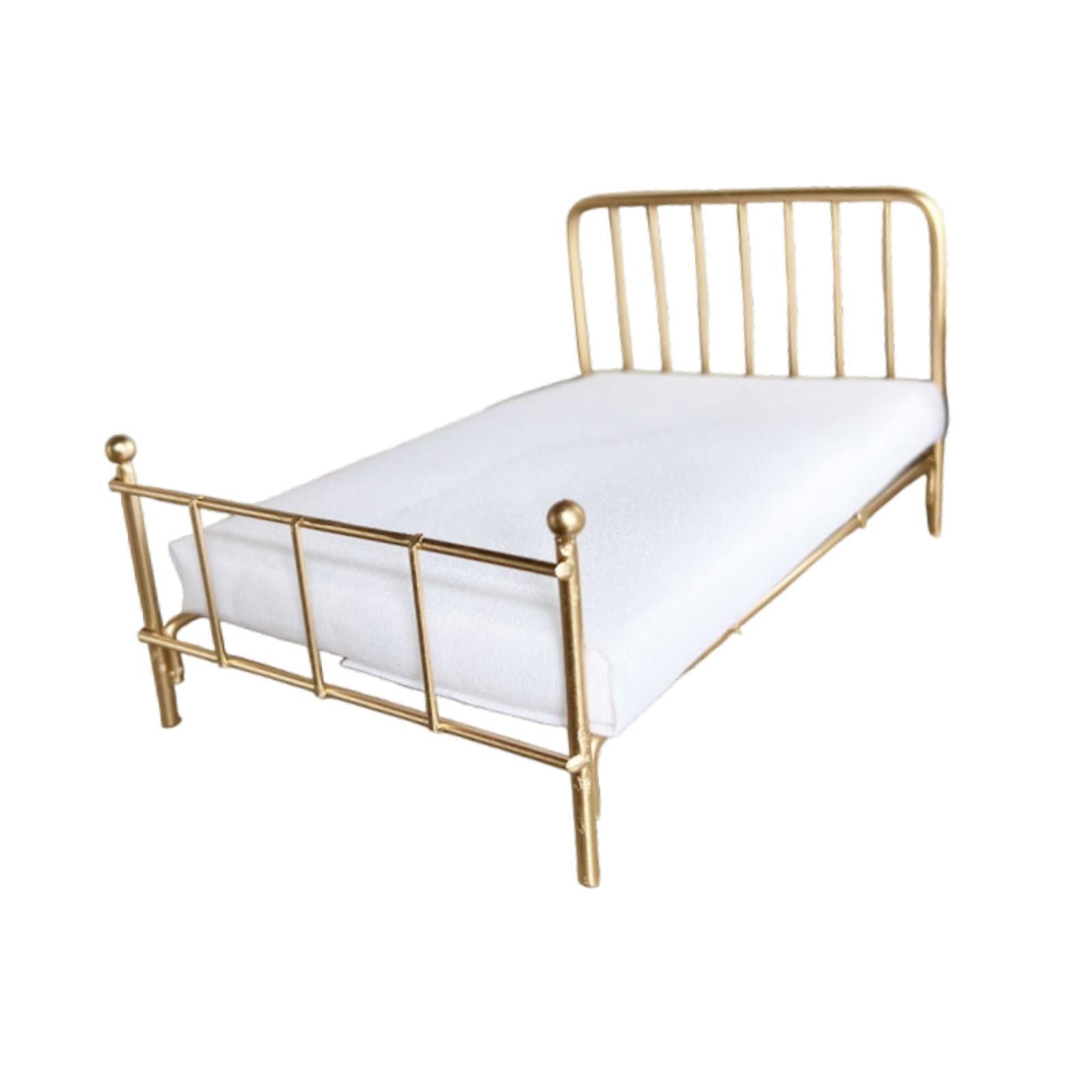 Magideal - 1/12 Cama De Casa De Muñecas, Decoración De Casa De Muñecas, Rústico, Cama En Miniatura De Casa De Muñecas, Muebles En Miniatura Para Diorama De Dormi Oro