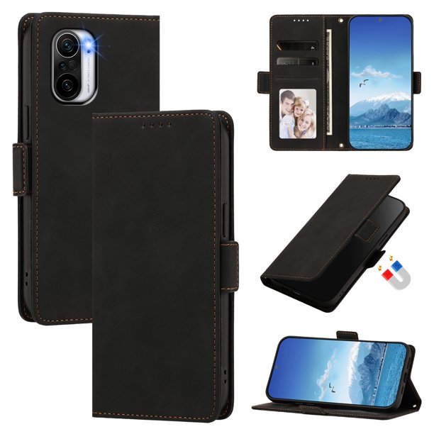 Funda Billetera Delgada para Xiaomi POCO C81 con Ranuras y Soporte Negro