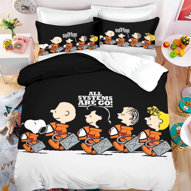 Cartoon Duvet Cover Set Children Snoopy Quilt Comforter King Size Bedding Reactive Printing Room Decor Home 2 PCs 3 PCs
