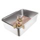 thumbnail image 1 of Caja de arena para gatos de acero inoxidable con lados altos HeroFiber, 1 of 8