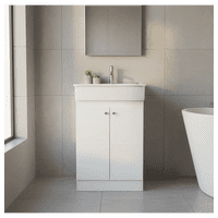 Modern Space - Mueble Vanitorio 50X40 Cm Blanco Con Lavamanos Y Grifería ¡Listo Para Instalar!