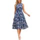 thumbnail image 1 of INSPIRE CHIC Vestidos de Verano para Mujer Vestido de Gasa Floral sin Mangas con Cuello Simulado en Capas para Fiesta de Boda Midi Talla M Azul Marino, 1 of 6