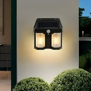 N-Ofertas - Lámpara Doble Pared Solar Foco Sensor De Movimiento Cálida