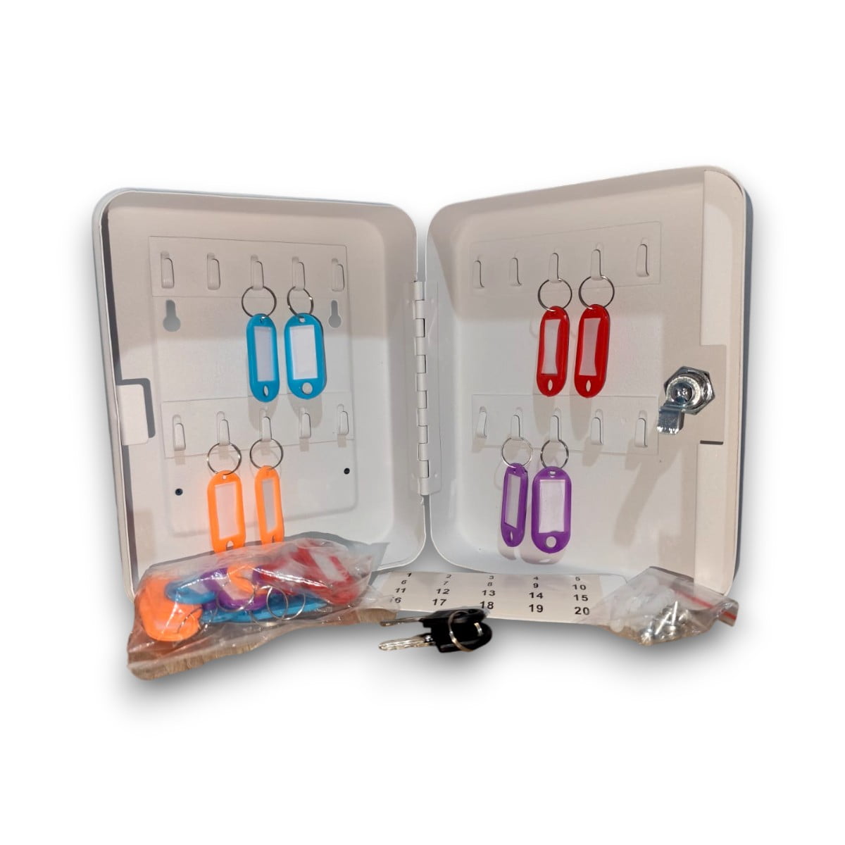 Genérico - Organizador Caja Fuerte 20 Llaveros 20 Ganchos Porta Llaves Blanco