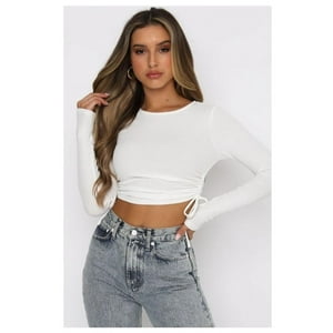 Home Fashion - Body Mujer Crop Con Amarre Blanco Talla M