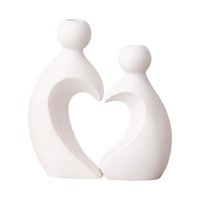 Magideal - 2 Jarrones De Cerámica Con Flores, Regalos De Valentín, Esculturas Abstractas, Figuras Decorativas Para Estanterías, Dormitorios, Oficinas Y Hogar Blanco