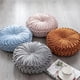 thumbnail image 3 of XmhyTop Almohada decorativa redonda plisada, terciopelo suave y felpa neutra, 1 pieza, 15 pulgadas de diámetro, cojín de asiento, Estilo B, Rosa, 3 of 5