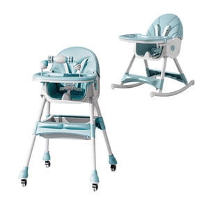 Mundo Online - Silla Comer Bebe Doble Altura Safe Baby Mecedora Reclinable Celeste