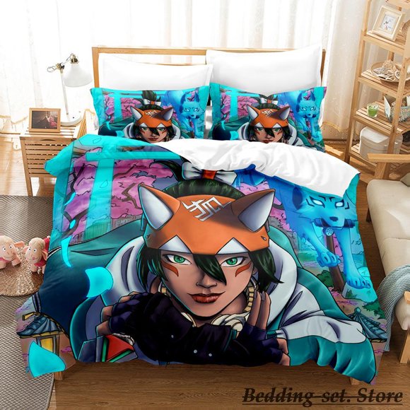 Overwatch Kiriko Heads Bedding Set Bed Set Adult Kid Bedroom Duvetcover SetsBed
