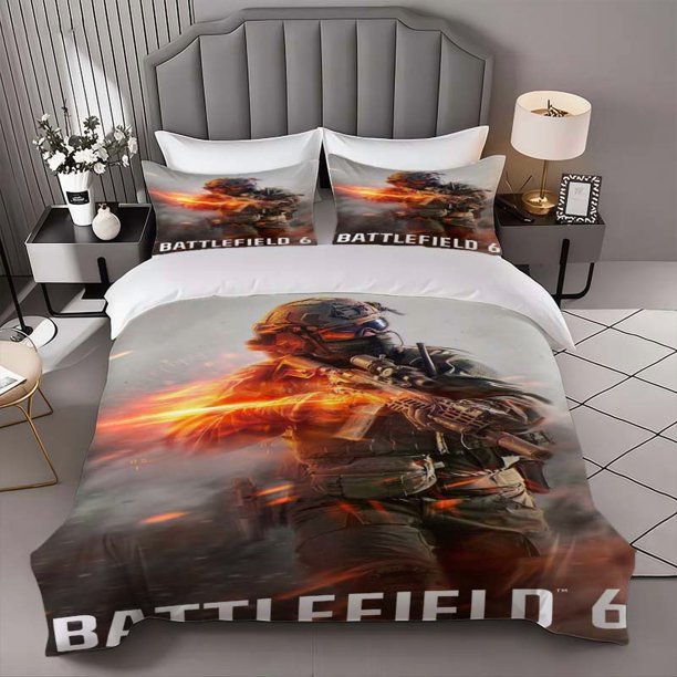 Battlefield 2042 Themed Bedding Set Three-Piece Duvet Cover and Pillowcase Set Soft and Comfortable for All Seasons