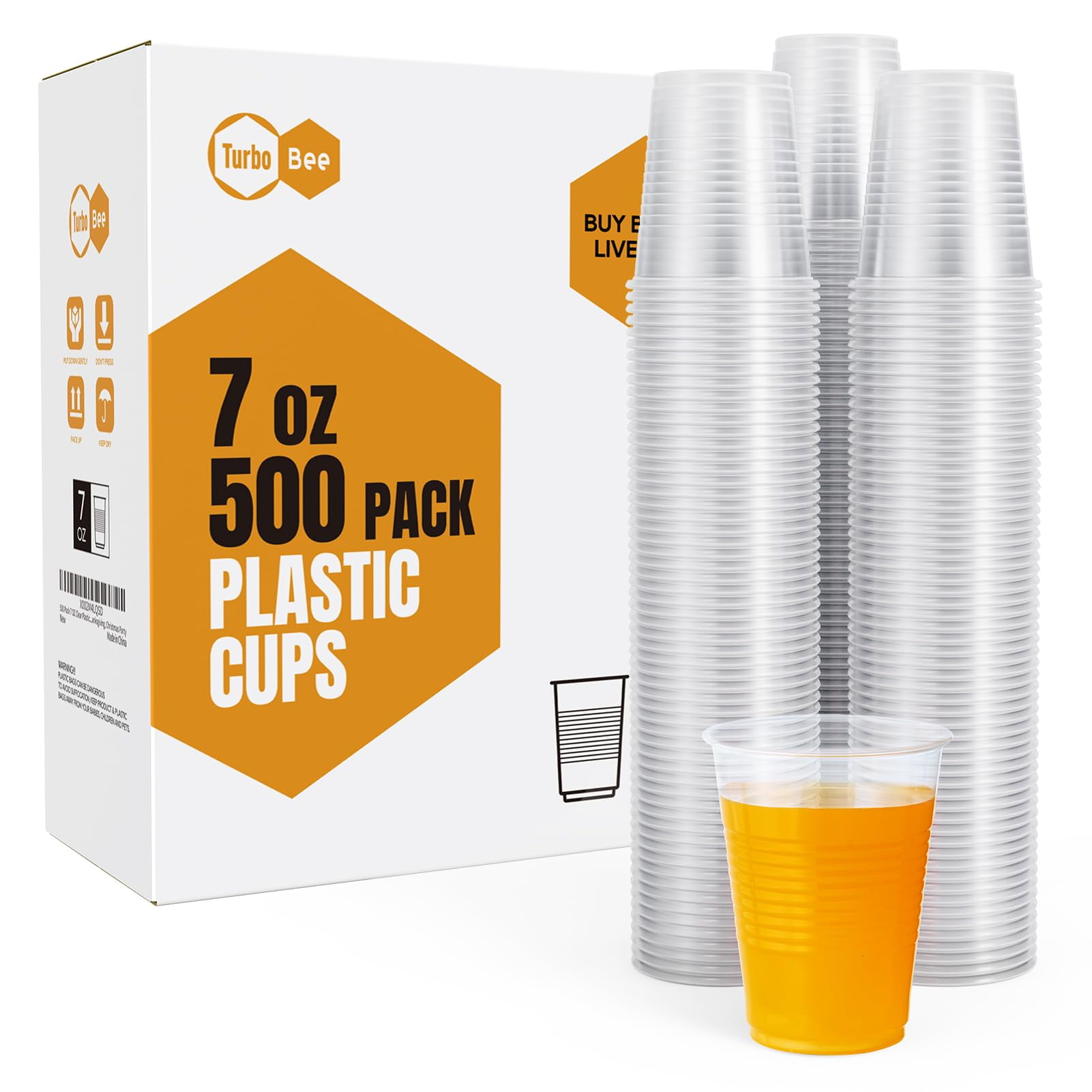 Vasos Desechables De Plástico Turbo Bee 500, 200 Ml, Transparentes