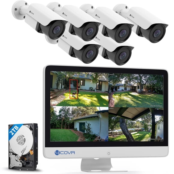 Sistema de cámaras de seguridad PoE Forcovr 4COVR de 8 canales y 8 MP, 2 TB