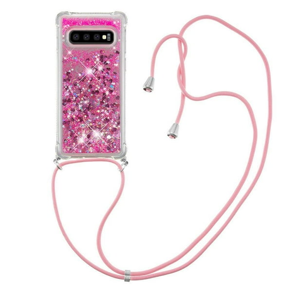 Funda FOXDOCK para Samsung Galaxy S10 Plus con Cuerda Ajustable, Brillo Líquido, Protección Antigolpes y Lente – Ideal para Regalo